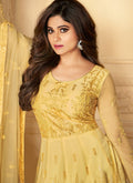 Indian Clothes - Yellow Sequence Embroidered Anarkali Suit