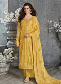 Yellow Gold Embroidered Pakistani Palazzo Suit