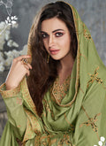 Light Green Gold Palazzo Suit