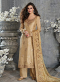 Beige Golden Embroidered Pakistani Palazzo Suit