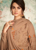 Indian Clothes - Light Brown Multi Embroidered Palazzo Suit