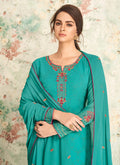 Indian Clothes - Aqua Blue Multi Embroidered Palazzo Suit