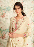 Indian Clothes - Off White Multi Embroidered Palazzo Suit