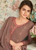 Indian Clothes - Mauve Multi Embroidered Palazzo Suit