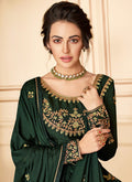 Indian Clothes - Green Multi Embroidered Anarkali Suit