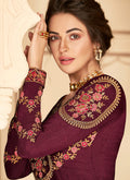 Indian Clothes - Maroon Multi Embroidered Anarkali Suit