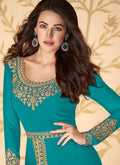 Sea Blue Anarkali Pants Suit In usa uk canada