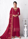 Royal Pink Embroidered Palazzo Suit