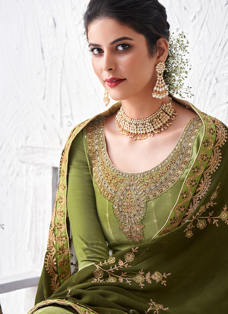Olive Green Palazzo Suit