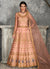Peach Golden Embroidered Anarkali Suit