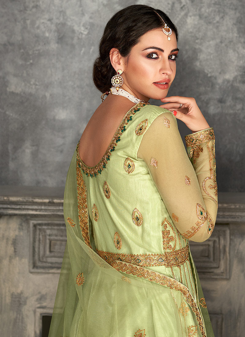 Green Golden Anarkali Suit In usa uk canada