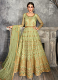 Green Golden Embroidered Anarkali Suit