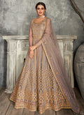 Mauve Golden Embroidered Anarkali Suit