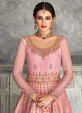 Pink Golden Anarkali Suit In usa