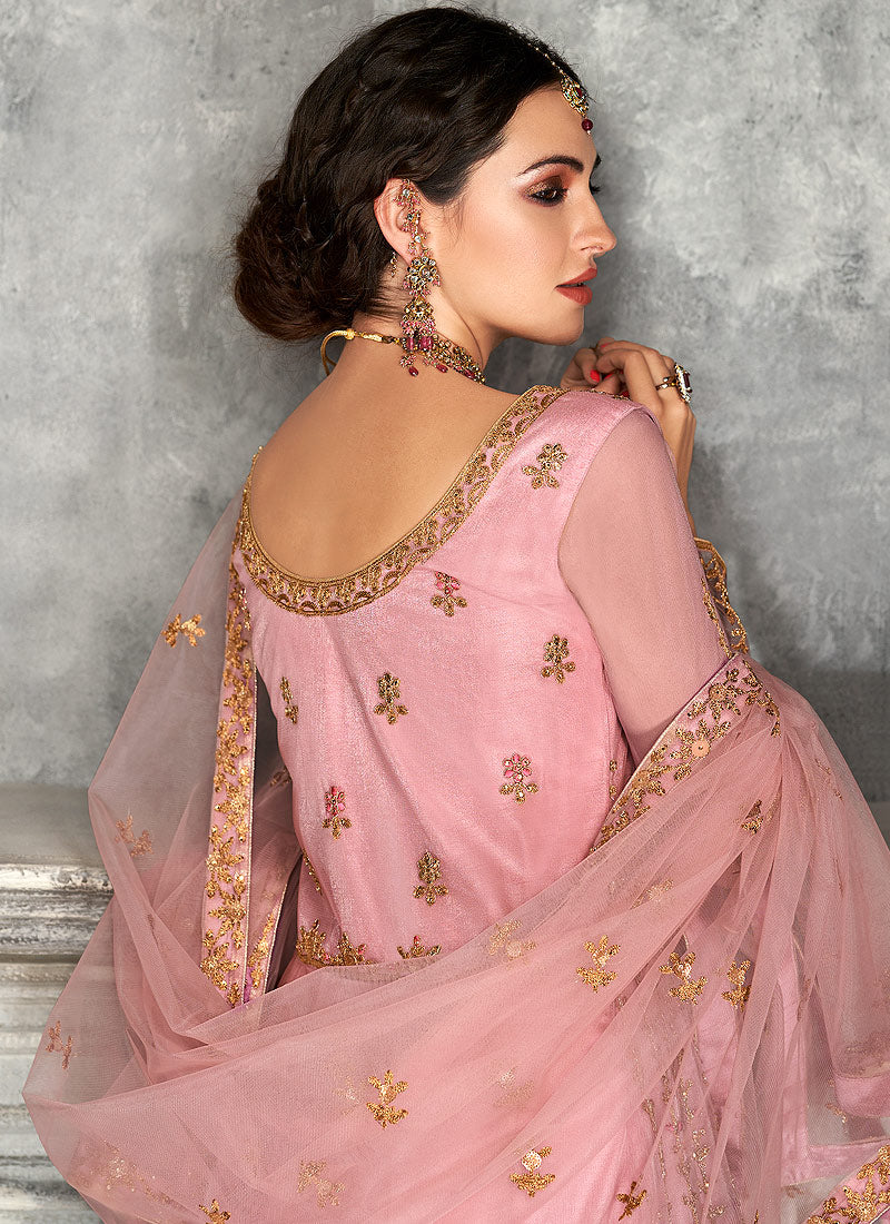 Pink Golden Anarkali Suit In usa uk canada