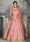 Pink Golden Embroidered Anarkali Suit