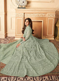 Indian Clothes - Mint Green Lucknowi Embroidered Anarkali Lehenga In usa uk canada