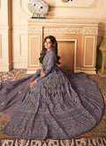 Indian Clothes - Deep Purple Lucknowi Embroidered Anarkali Lehenga In usa uk canada