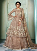 Light Brown Embroidery Anarkali Style Lehenga Suit