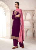Purple Multi Embroidered Pant Style Suit