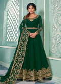 Green Embroidered Flared Anarkali Suit