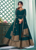 Rama Green Embroidered Flared Anarkali Suit