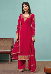 Deep Pink Embroidered Pakistani Pant Suit