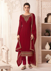 Red Embroidered Pakistani Salwar Kameez
