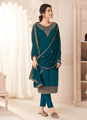 Rama Green Embroidered Pakistani Salwar Kameez