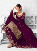 Plum Purple Golden Sharara Suit In usa uk canada