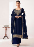 Blue Golden Salwar Kameez