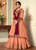 Maroon And Peach Lehenga style suit In usa  uk canada