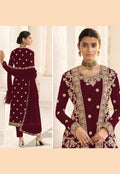Maroon Jacket Style Pant Suit In usa uk canada
