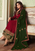 Maroon And Green Ethnic Palazzo Suit In usa uk