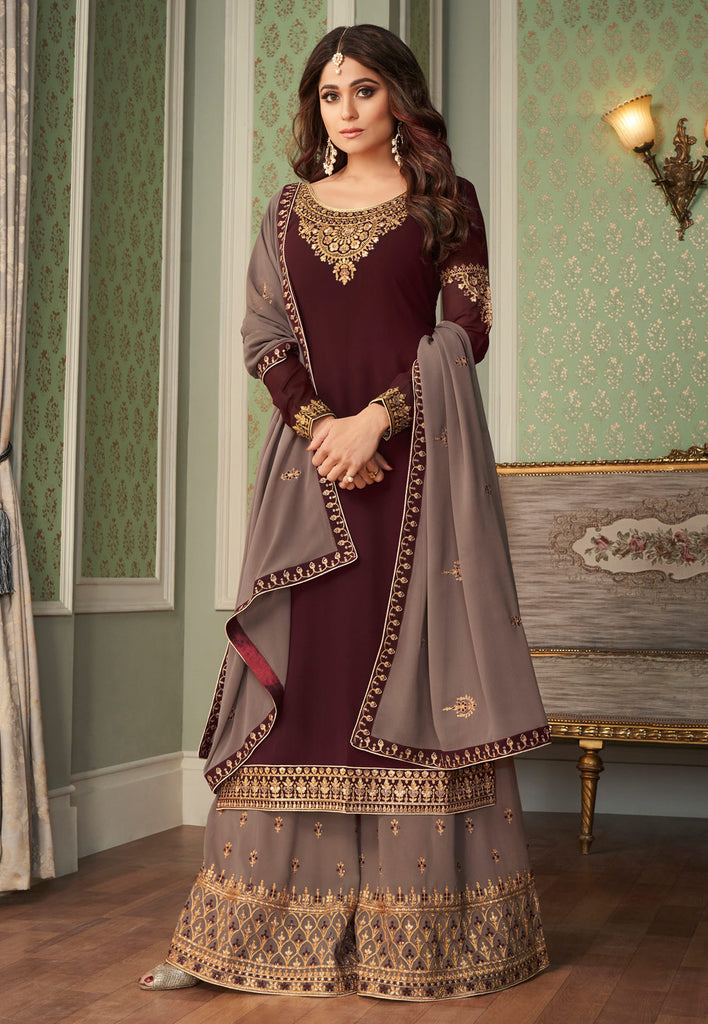 Brown Ethnic Palazzo Suit usa
