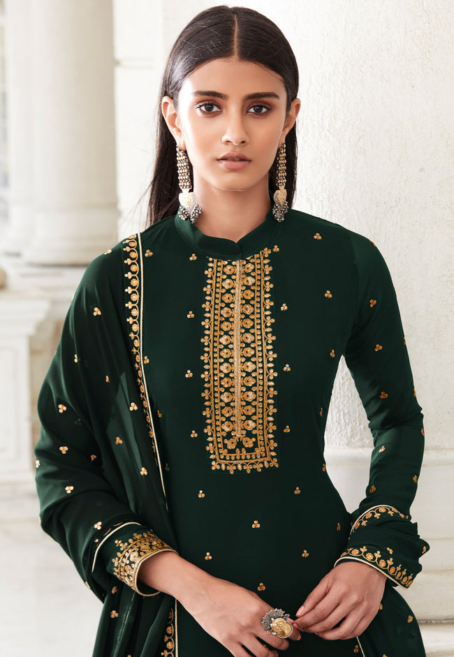 Green Embroidered Designer Palazzo Suit In uk