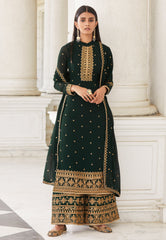 Green Embroidered Designer Palazzo Suit