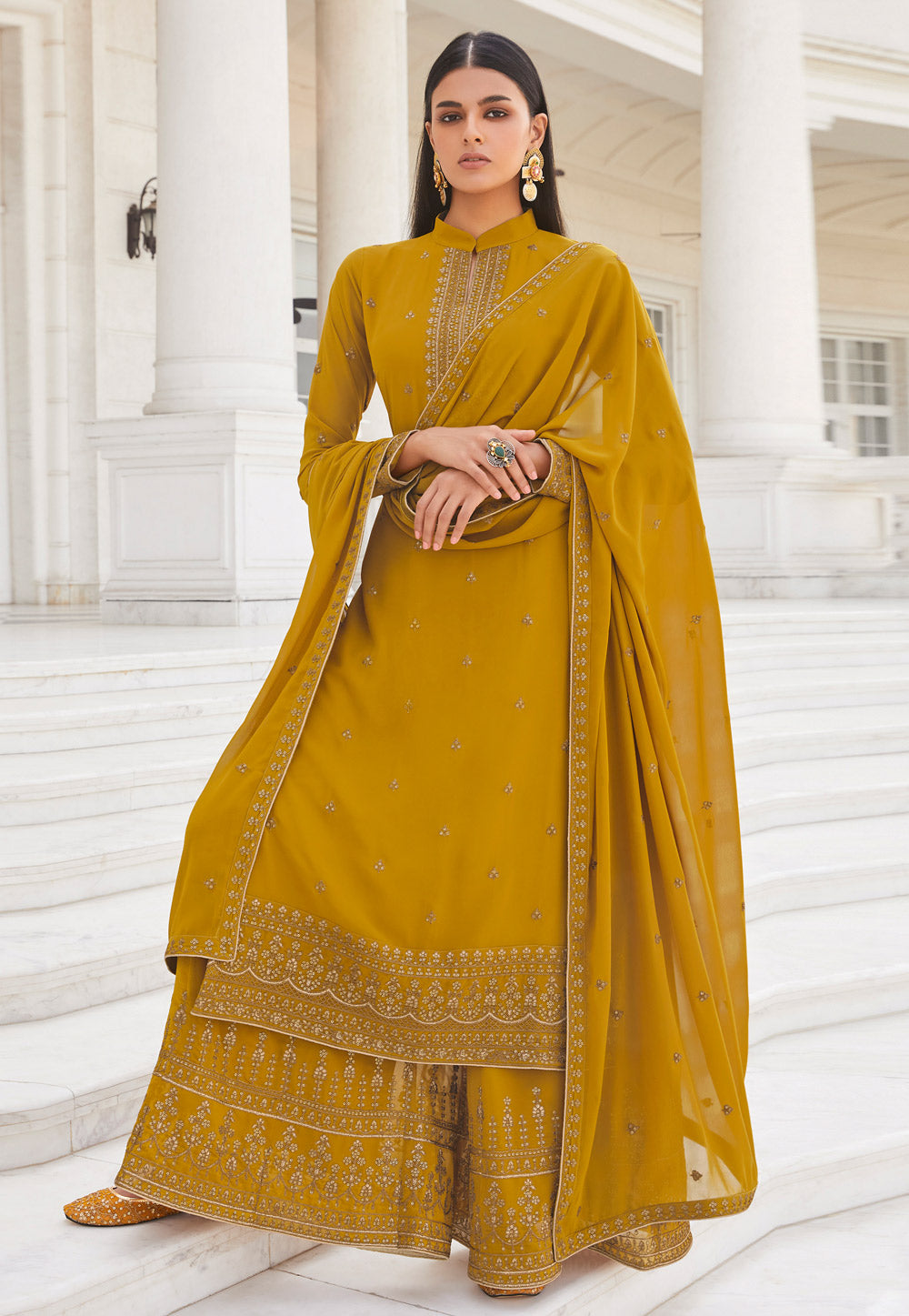Yellow Designer Palazzo Suit In uk