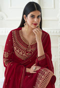 Red Embroidered Pant Style Suit In uk