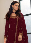 Maroon Palazzo Style Pant Suit In usa