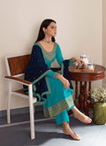 Blue Palazzo Style Pant Suit In usa