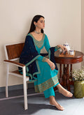 Blue Palazzo Style Pant Suit In usa