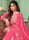 Fuchsia Pink Plaited Anarkali Suit In canada