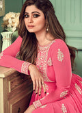 Fuchsia Pink Plaited Anarkali Suit In canada