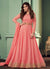Peach Golden Embroidered Belt Style Anarkali Suit