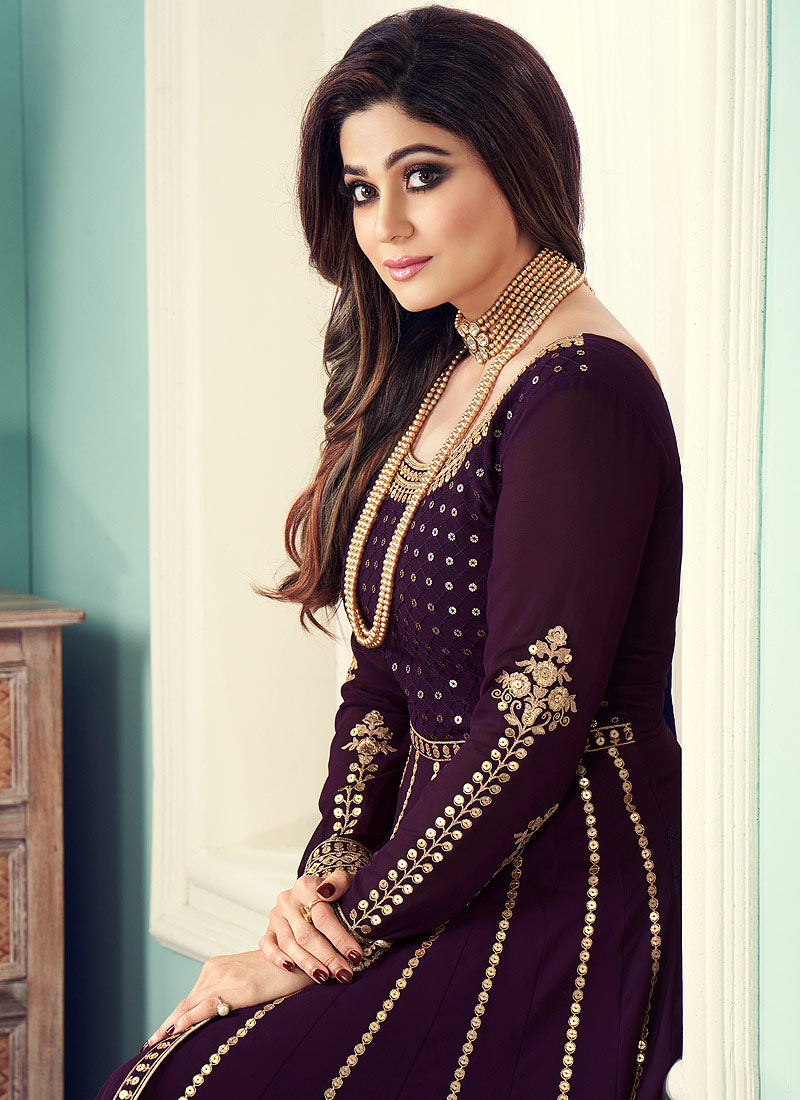 Plum Bollywood Anarkali Suit
