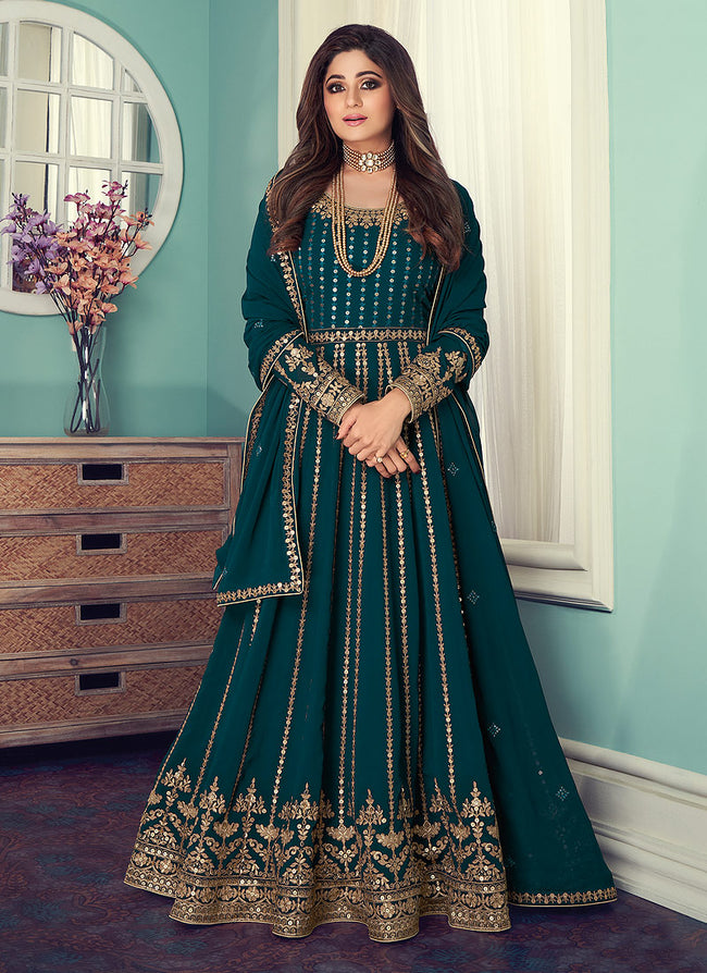 Green Sequence Anarkali Suit In Canada