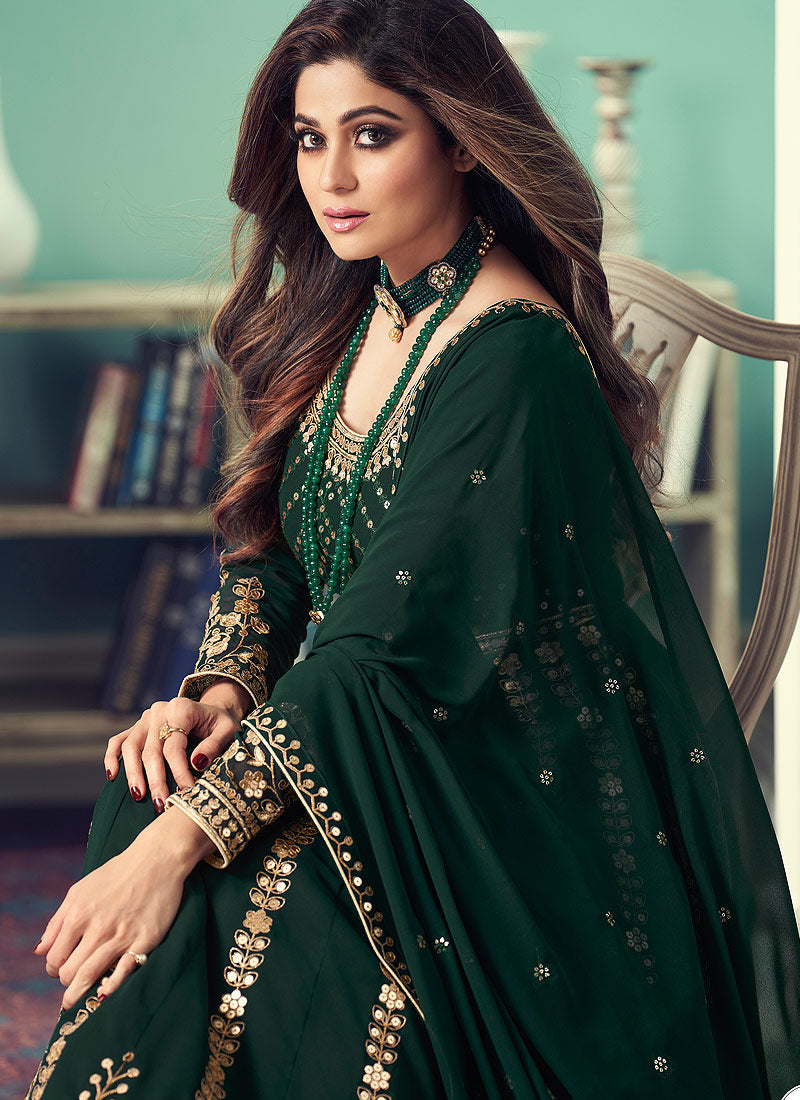 Dark green anarkali 2025