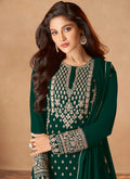 Dark Green Golden Embroidered Indian Designer Sharara Suit In UK