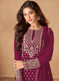 Rani Pink Golden Embroidered Indian Designer Sharara Suit In Germany